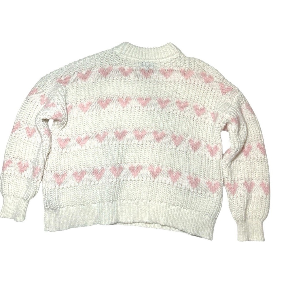 MAJOR  MAJOR LABEL GROUP 🩷 Pink Heart Knit Pullover Sweater L Dollcore Twee